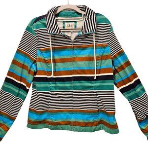 LAL cotton jacket Womens L Colorful beachy boho zip fun festive Colorful hippie